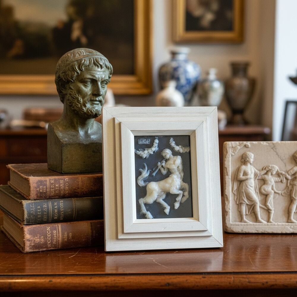 Campbell G Paxton Centaur Polymer Clay Sculpture Plaque-Greek Mythology Art-90s